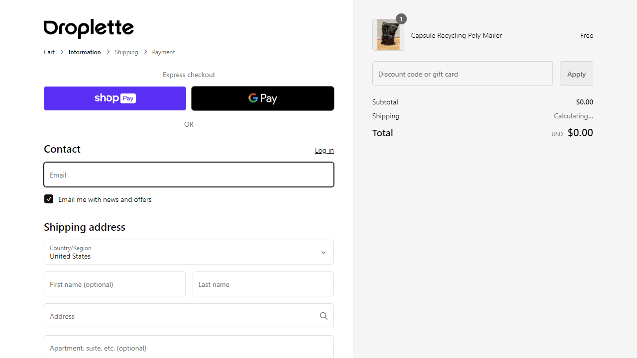 How to apply Droplette coupon code